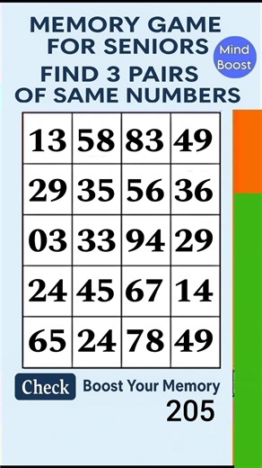 Brain Exercise for Seniors - Test Your Focus | Match the Numbers