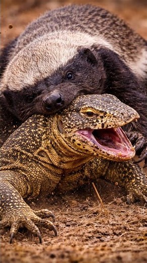 Honey Badger Brutally Bites Monitor Lizard – A Fierce Survival Fight!
