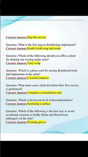 COSMETOLOGY ILLINOIS STATE EXAM STUDY GUIDE QUESTIONS AND ANSWERS