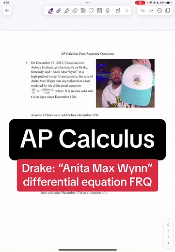 late to this joke but didn’t want to make yall do math over break! #apcalculus FRQ about #drake with differential equations. #math #maths #ap #apstudent #calculus #apcalcab #apcalcbc #anitamaxwynn