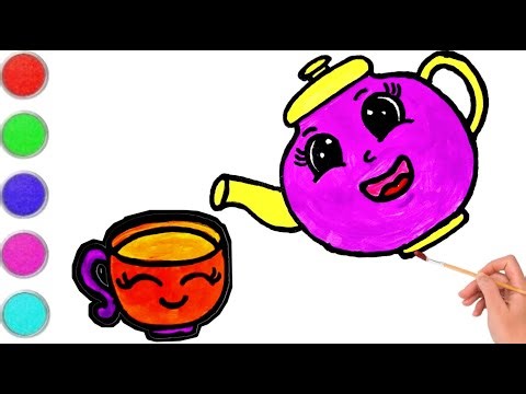 I’m A Little Teapot & Cup Drawing | Easy Drawing for Kids Step-by-step | Tutorial Video How to Draw