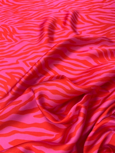 Pink Red Zebra Print Satin Fabric by the Metre - Etsy