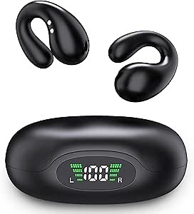 Open Ear Clip Earbuds Over The Ear Headphones Wireless Bluetooth, Ultra Open Earbuds for Sports，Waterproof Bone Conduction Earbuds for Fitness and Running,Sweat-Resistant for Workouts