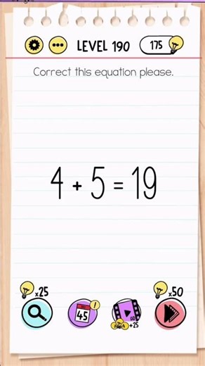 Brain Test Level 190 Answer | Correct this equation please