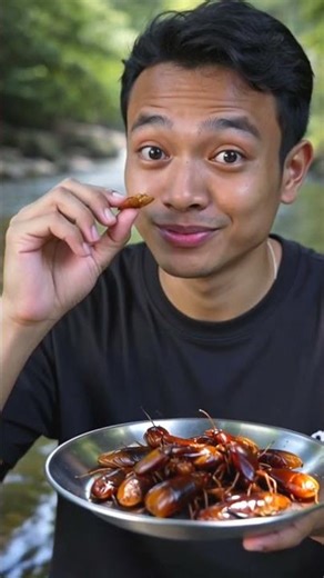 fried cockroach mukbang #shortvideo