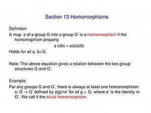 Section 13 Homomorphisms - SlideServe