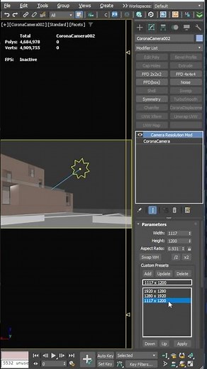 Camera resolution mod - оптимальная работа с разрешением. #3dsmax #coronarender #archviz