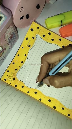 Yellow Polka Dot Border 💛 Easy & Cute notebook page design ✨❤️ #pagedecoration #borderdesign #shorts