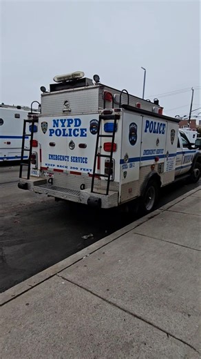 NYPD Emergency Service Unit Truck 2 At Communications Shop In Maspeth, Queens, New York City