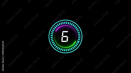 Minimal high quality countdown timer animation from 10 to 0 seconds. Round circle countdown, Modern flat design with animation. real time animated number.