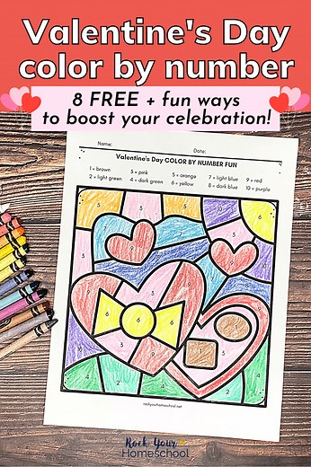 Valentine's Day Color By Number Pages For Holiday Fun (Free)- Rock Your Homeschool