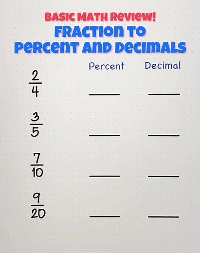Converting Fraction to Percent and Decimals!