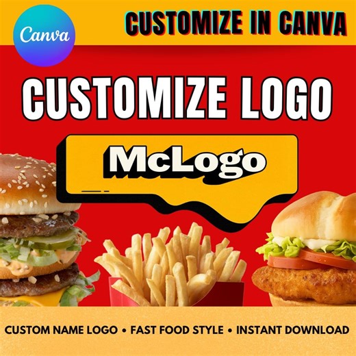 Custom Fast Food Style Logo • Personalized Name • Mcdonald's • Party Printable • Editable Digital Logo - Etsy Australia