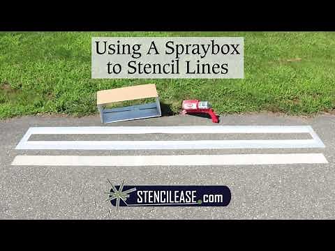 Using a Spray Box to Spray Paint Parking Lot Line Stencil