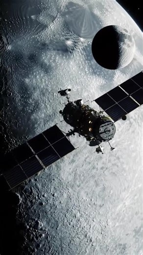 Giant Space Satellite Passing Near the Moon ! Epic Space Scene in 4k