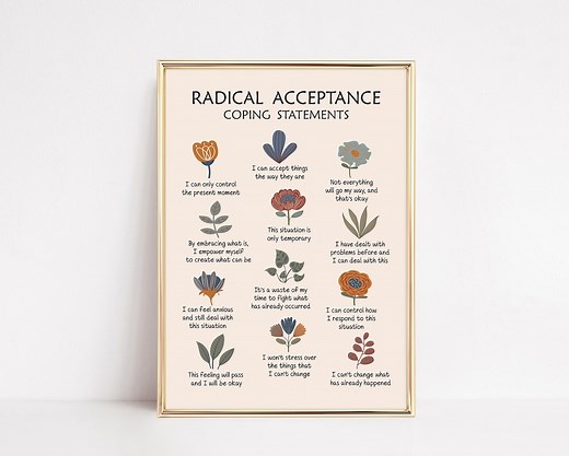Radical Acceptance Coping Statements Printable, DBT Poster for Therapy Office Decor, Cognitive Distortions and Acceptance Commitments - Etsy