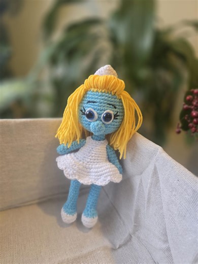 Handmade Amigurumi Doll – the Smurfette Crochet Plush Toy for Kids - Etsy