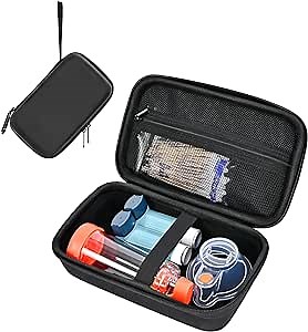 ProCase Hard Carrying Case for Asthma Inhaler, Portable Inhaler Spacer Travel Bag for Adults Kids, Masks Asthma Accessories Holder，Asthma Kits Organizer with Mesh Pocket -Black