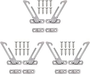 VILLCASE Casement Window Stopper and Sliding Window Hook Set with Screws Child Safety Restrictor Locks for Home Commercial Use Limit Opening to Prevent Wind Damage