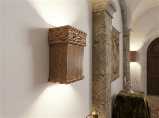 Hand Carved Frake Wooden Sconce Vintage Mediterranean Wall Lantern Rustic Heritage Lighting Decor - Etsy