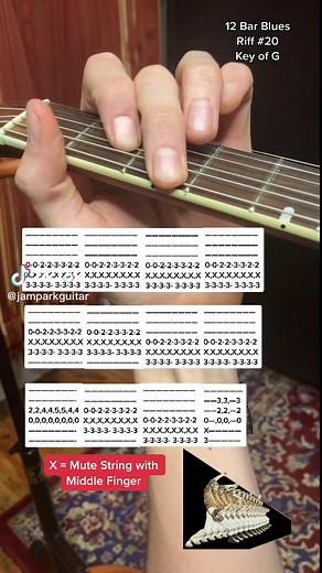 12 Bar Blues Riff in Key of G on Guitar