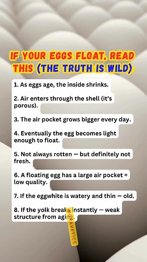 23K views · 80 reactions | Why Your Eggs Float — And What It Really Means 讀⚠️ #EggFacts #KitchenHacks #FoodSafety #CookingTips #eggs #lifehacks #highlights #highlightseveryone | Gravetics | Facebook