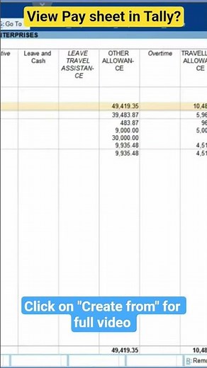 view Pay sheet in Tally Prime | Payroll #payroll #payrollmanagement #payrollprocessing #tally