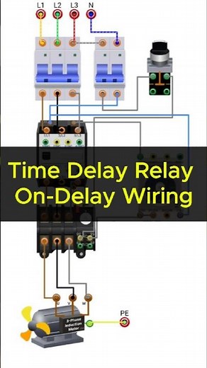 Timer Delay Relay On Delay Wiring | Time-Delay Motor Starting Circuit #electrical #circuitdiagram