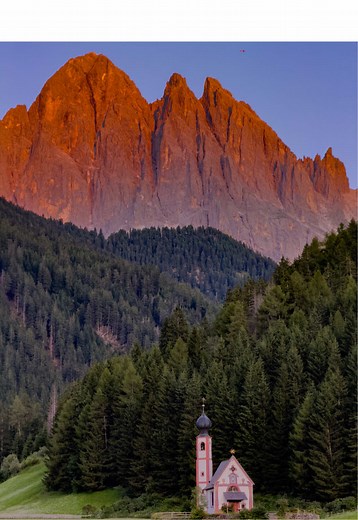 Stunning Sunset at Church of St. John, Dolomites