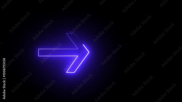 blue color arrow points to the right. Flashing neon icon to the right arrow. right neon arrow. neon arrow sign.