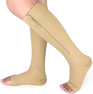 Amazon.com: Ailaka Medical Compression Socks with Zipper, Knee High 15-20 mmHg Compression Socks for Women Men, Open Toe Support Socks for Varicose Veins, Edema, Recovery, Pregnant, Nurse : Health & Household