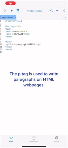 Paragraphs in HTML are a way to add content to a webpage. #learnfrontenddevelopment #buildawebsite #learntocode #html