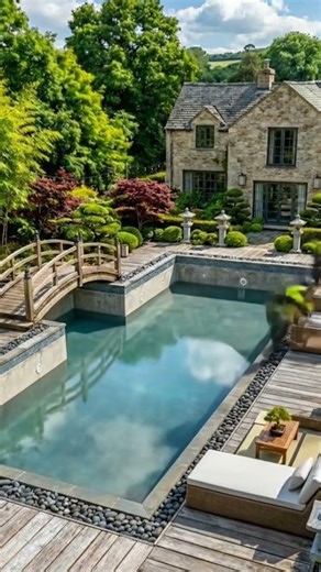 Designing a Japanese-Style Zen Swimming Pool in an Empty Backyard