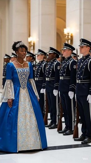 A princess inspects her color guards.
