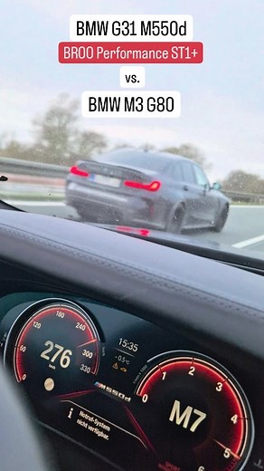 BROO Performance on Instagram: "Tuned BMW G31 M550d meets stock BMW M3 G80 #dieselpower #bmwm550d #tuning #bmwg31 #tuningsafe #anderelabernwirmachen"
