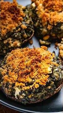 Spinach & Feta Stuffed Portobello Mushrooms | Easy Vegetarian Dinner