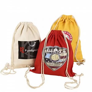 [Hot Item] Waterproof Drawstring Bag Custom Printed Sports Cotton Canvas Drawstring Backpack