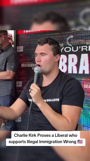 Charlie Kirk Proves a Liberal who supports Illegal Immigration Wrong 🇺🇸 #politics #ice #immigration #charliekirk