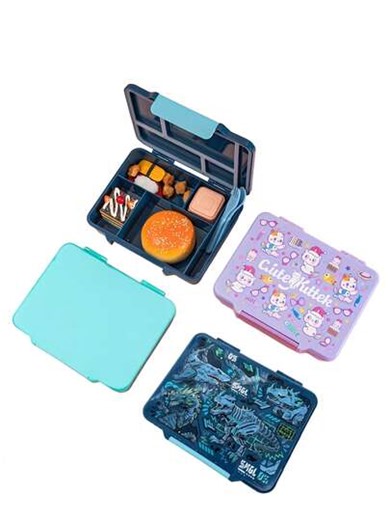 1pc Portable Lunch Box For Children/Microwaveable Lunch Box/Office Worker Lunch Box/Made Of Tritan Material, Heat Resistant, Odorless, And Drop-Resistant. Features A Strong Buckle With A Sealing Strip, Multi-Compartment Design To Prevent Odor Mixing, Easy To Clean, Includes A Cutlery Storage Compartment, Convenient To Carry, And Comes With A Sauce Container. Capacity Approximately 1300ml. | SHEIN
