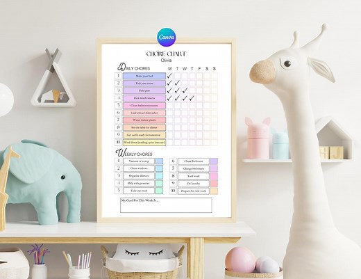 Teen Chore Chart Printable Editable Family Routine Tracker Digital Download - Etsy