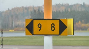 The 9 and 8 runway number on the runway area