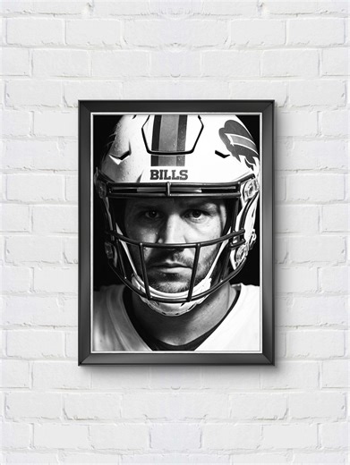 Josh Allen Poster Wall Art Football Player Legend - Black and White / Black and White Portrait Print / Minimalist Wall Art - Etsy