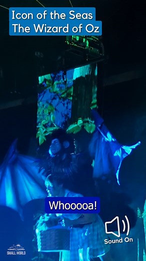 The Icon of the Seas uses more aerial performances as the Wicked Witch of the West's flying monkeys capture Dorothy during The Wizard of Oz production show. #royalcaribbean #wicked #cruise #iconoftheseas #travel #cruising #wizardofoz | Small World Travel & Ambience