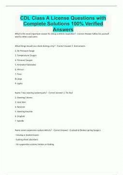 CDL Class A License Questions with Complete Solutions 100 Verified Answers2500