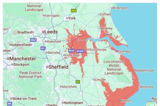 Doncaster could be underwater by 2100 according to new climate change flood map