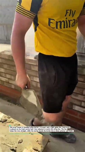 Brick Veneer Wall Install With Line Guide #Bricklaying #MasonryTools #Build
