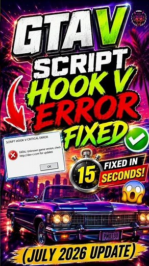 GTA 5 Script Hook V Error FIXED in 15 seconds ! 😱 (July 2026 Update) 🔥 #shorts #gta5