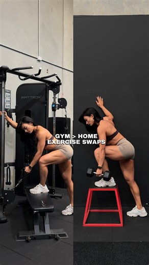 ALEXANDRA MILNE on Instagram: "Home exercise swaps 🔄👇🏽 Just becuse you can’t make it to gym or don’t have access to one doesn’t mean you can’t still workout. Here are some great gym exercises 🔄 swapped to a DB only version you can do at home with minimal space and will still target the same muscles. SWAPS BARBELL SQUAT 🔄 DB SQUAT BARBELL RDL 🔄 DB RDL CABLE STEP DOWN 🔄 DB STEP DOWN SMITH MACHINE FROG PUMP 🔄 DB FROG PUMP I have always