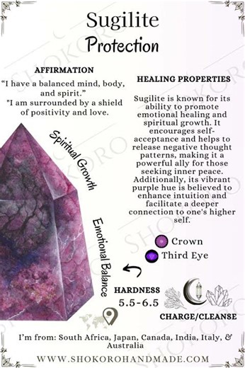 Sugilite crystal meaning, Healing benefits, Gemstone facts, #crystals