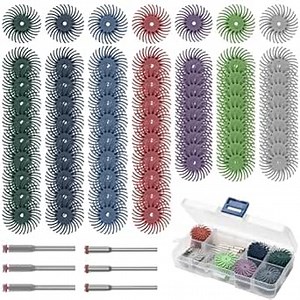 76Pcs 1 Inch Radial Bristle Disc Kit with 1/8" Shank for Rotary Tools,Detail Abrasive Brush for Jewelry Wood Metal Polishing, Bristle Wheel with Grit 80-2500